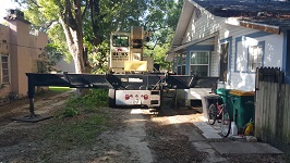 Backyard Tree Removal Crane In Place